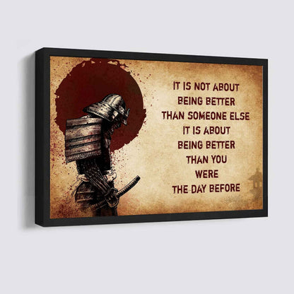 Knight Templar Poster Canvas It's Not About Being Better Than Someone Else Best Gifts Motivation Quotes