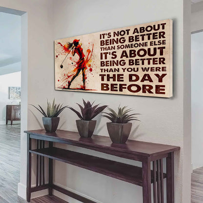 Water Color Woman SWIMMING Poster Canvas It Is Not About Being Better Than Someone Else Gift For Your Loving Woman