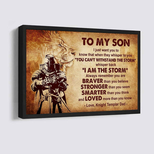 Knight Templar Poster Canvas Whisper Back I'm The Storm From Dad To Son Gift For Your Son