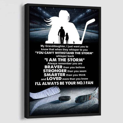 Baketball Poster Canvas Grandpa To Granddaughter - Whisper Back I Am The Storm I Will Always Your No 1 Fan
