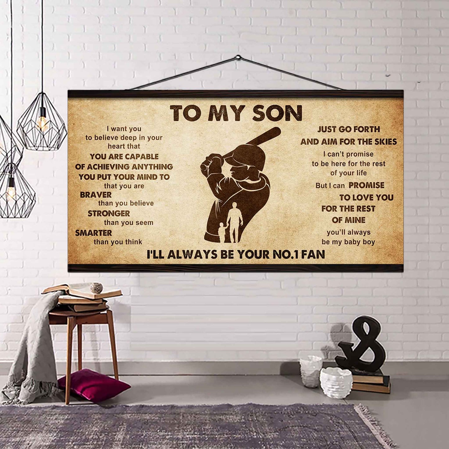 Personalized Sport Poster Canvas I'll Be Your No 1 Fan Dad To Son - That You Are Braver Than You Believe Just Go Forth