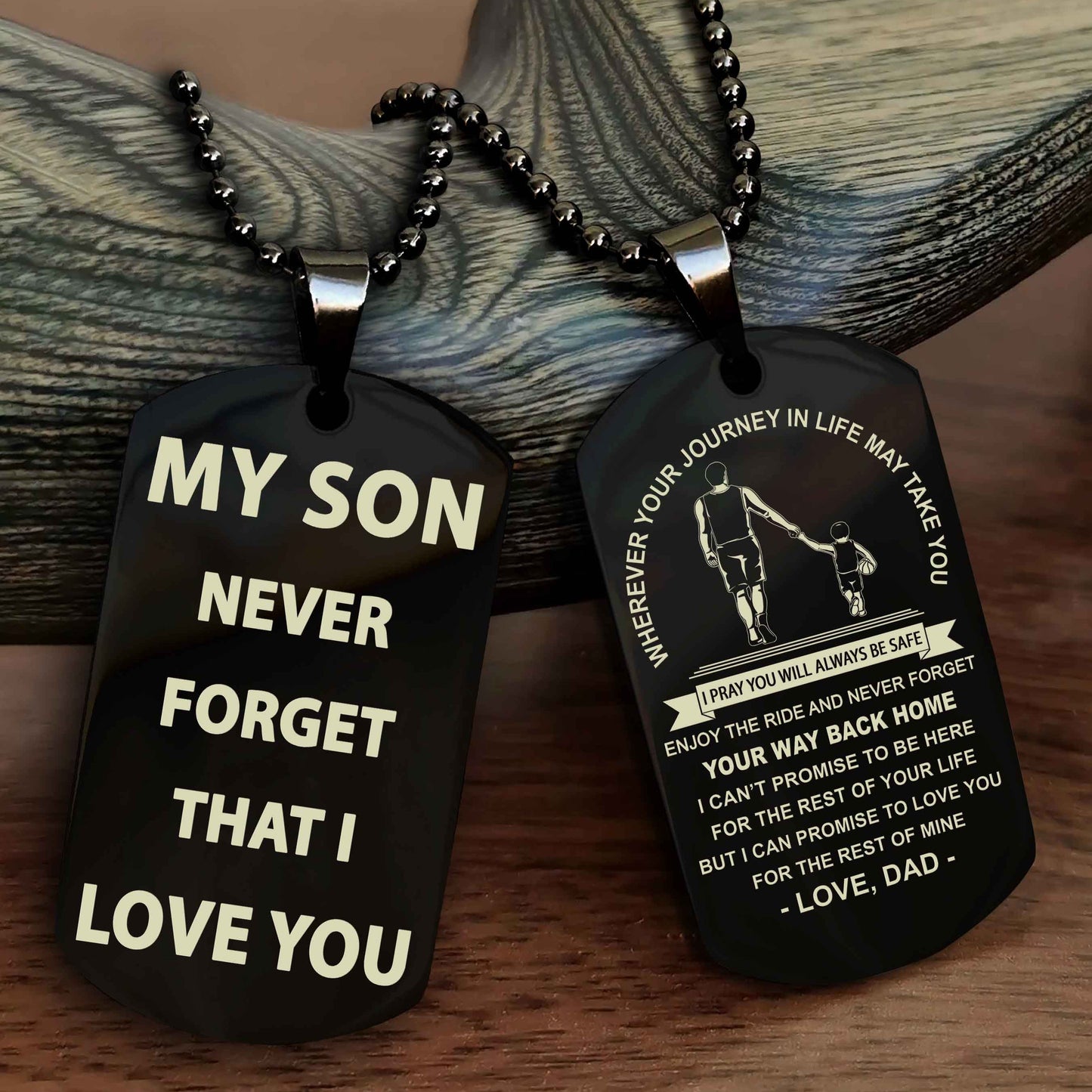 Knight Templar Double Sided Dog Tag To My Son Never Forget That I Love You - Gift For Son Never Forget Your Way Back Home