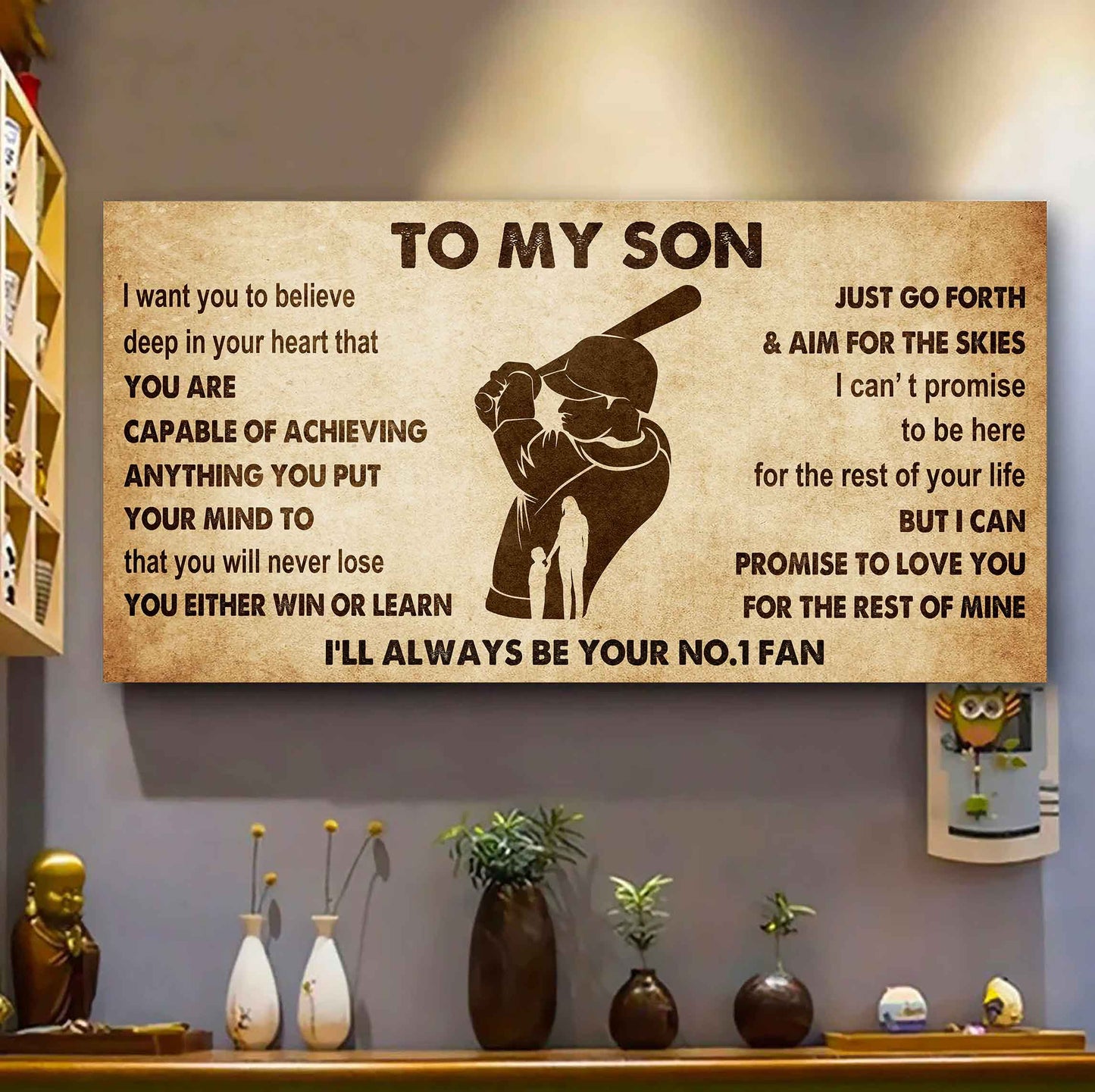 Personalized Sport Poster Canvas I'll Be Your No 1 Fan Mom To Son - You Will Never Losse You Either Win Or Learn