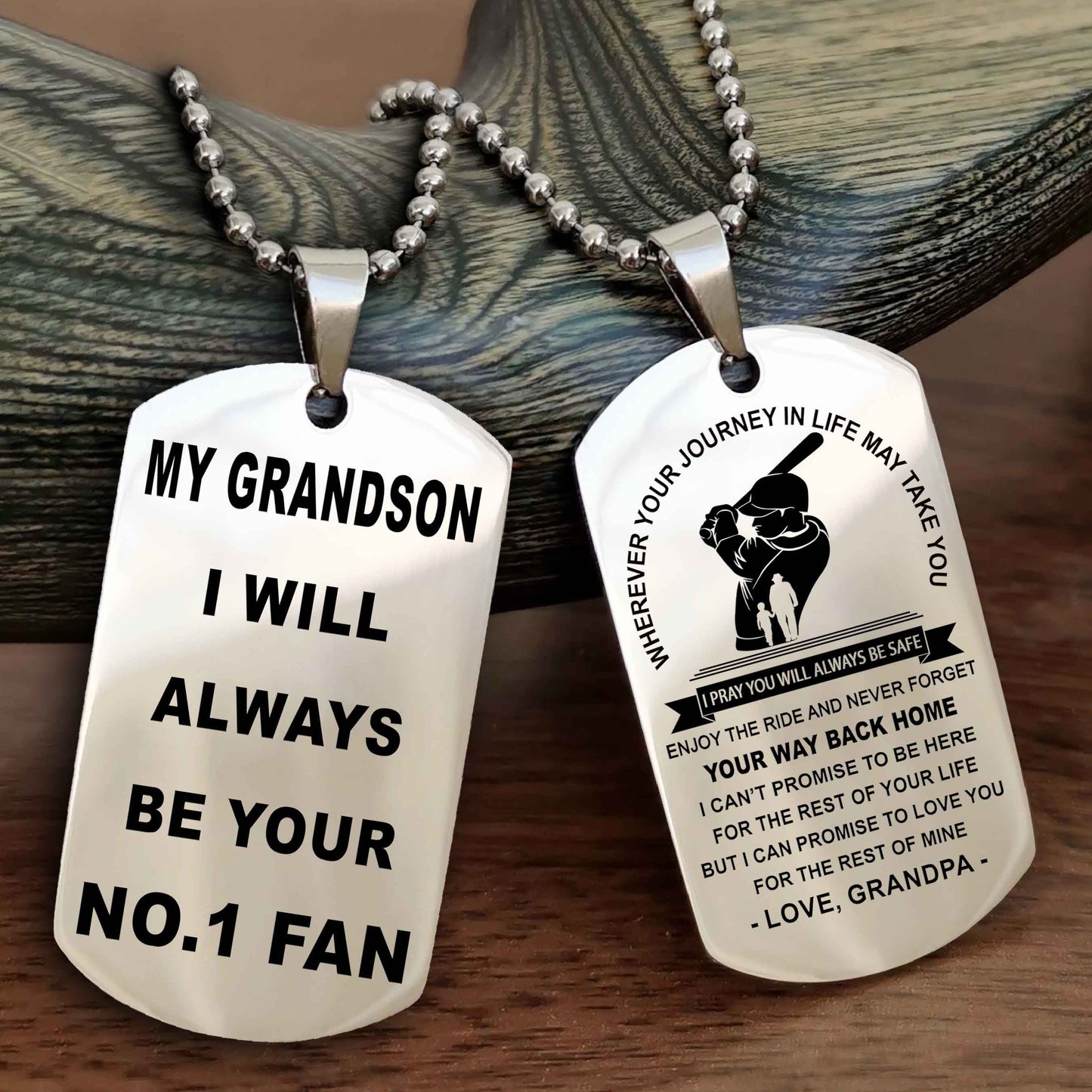 Sport Double Sided Dog Tag To My Son I Will Always Be Your No 1 Fan - Never Forget Your Way Back Home