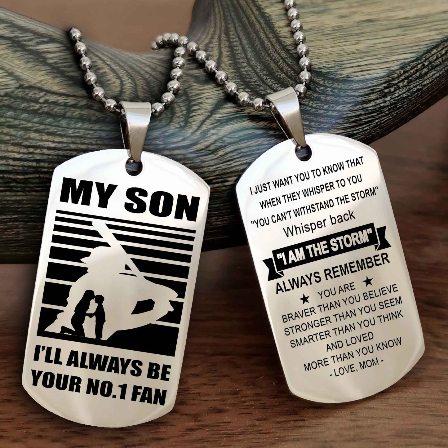 Sport Personalized Double Sided Dog Tag I Will Always Be Your No 1 Fan - Whisper Back I'm The Storm Gift From Dad Mom