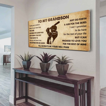 Personalized Sport Poster Canvas I'll Be Your No 1 Fan Grandpa To Grandson - You Will Never Lose You Either Win Or Learn