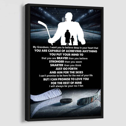 American Football Poster Canvas Grandma To Grandson - That You Are Braver Than You Believe You Are Capable Of I Will Always Your No 1 Fan