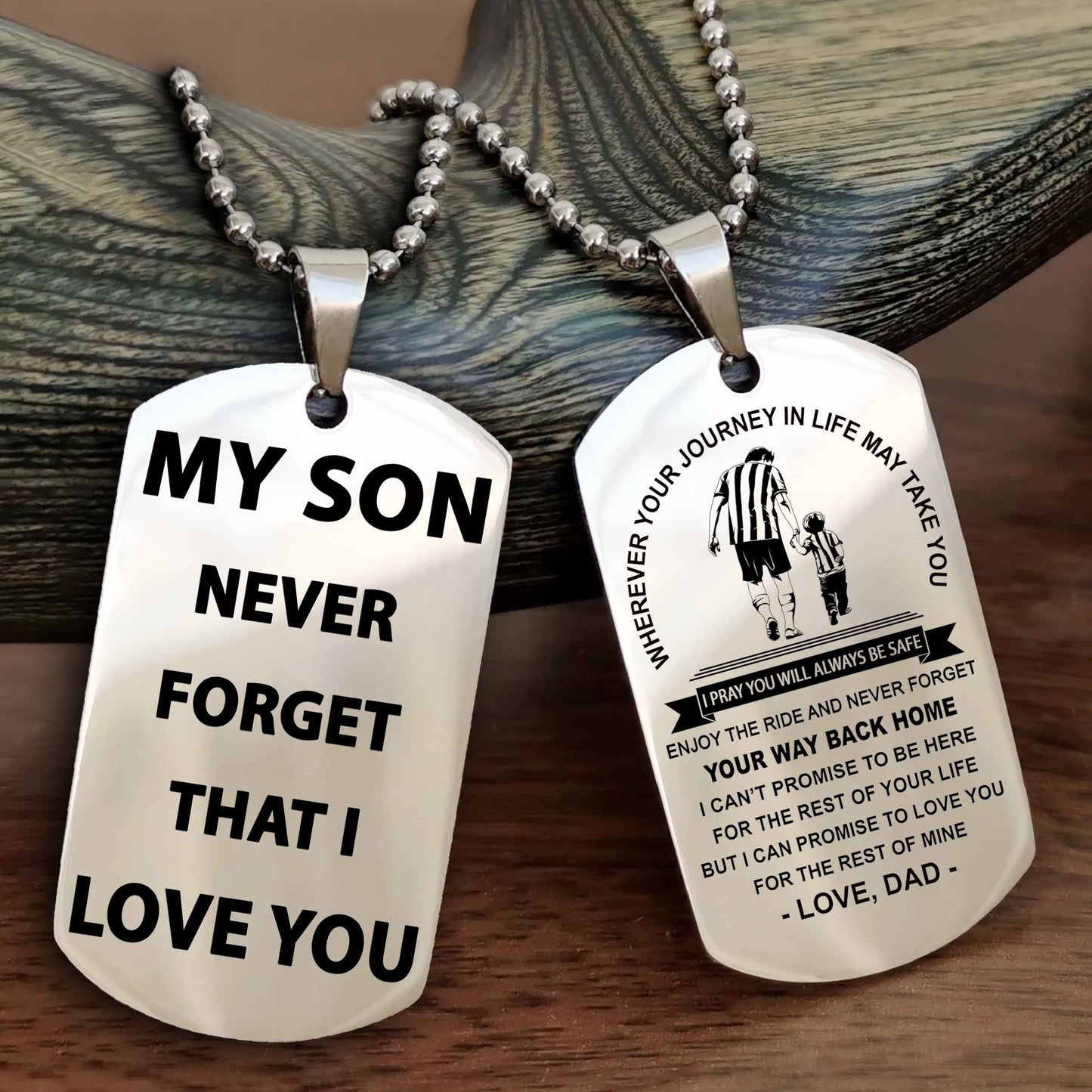 Family Double Sided Dog Tag To My Son Never Forget That I Love You - Gift For Son Never Forget Your Way Back Home