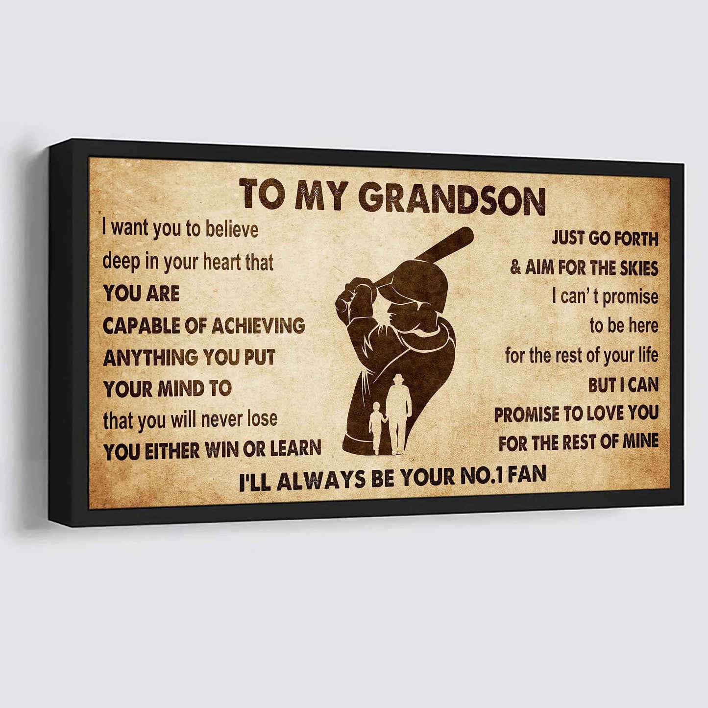 Personalized Sport Poster Canvas I'll Be Your No 1 Fan Grandpa To Grandson - You Will Never Lose You Either Win Or Learn