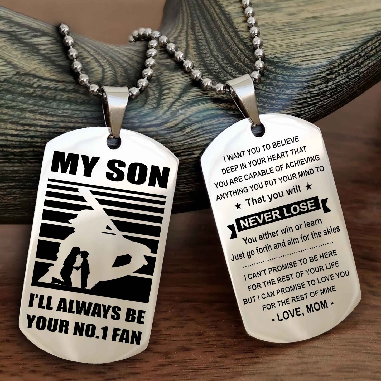 Sport Personalized Double Sided Dog Tag I Will Always Be Your No 1 Fan - You Will Never Lose You Either Win Or Learn