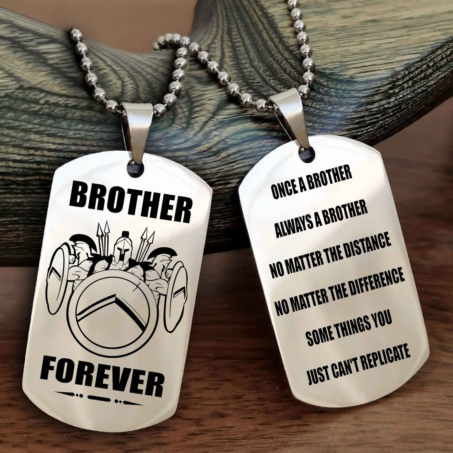 Viking Customizable engraved dog tag double sided gift from brother - Brother Forever Once A Brother Always A Brother