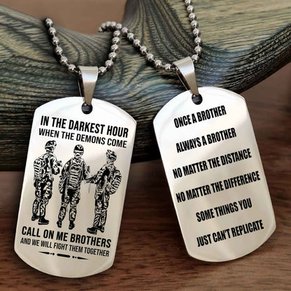OP Customizable engraved dog tag double sided gift from brother Once A Brother Always A Brother