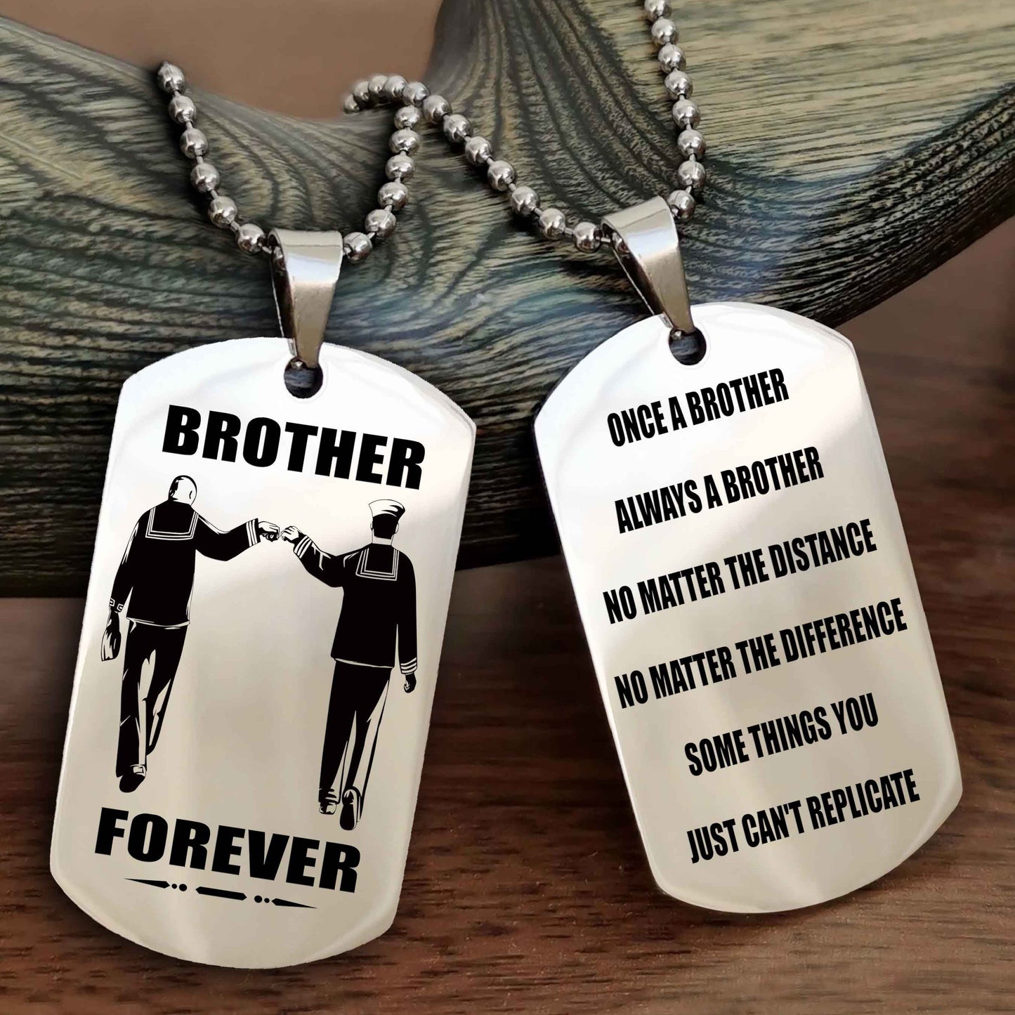DRB Customizable engraved dog tag double sided gift from brother - Brother Forever Once A Brother Always A Brother