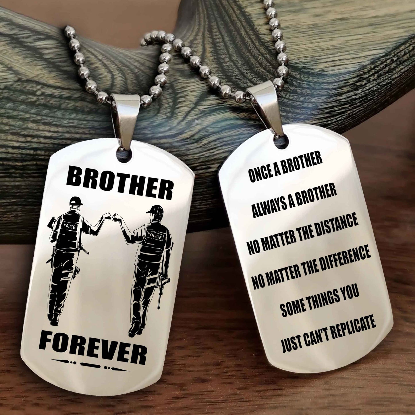 Viking Customizable engraved dog tag double sided gift from brother - Brother Forever Once A Brother Always A Brother