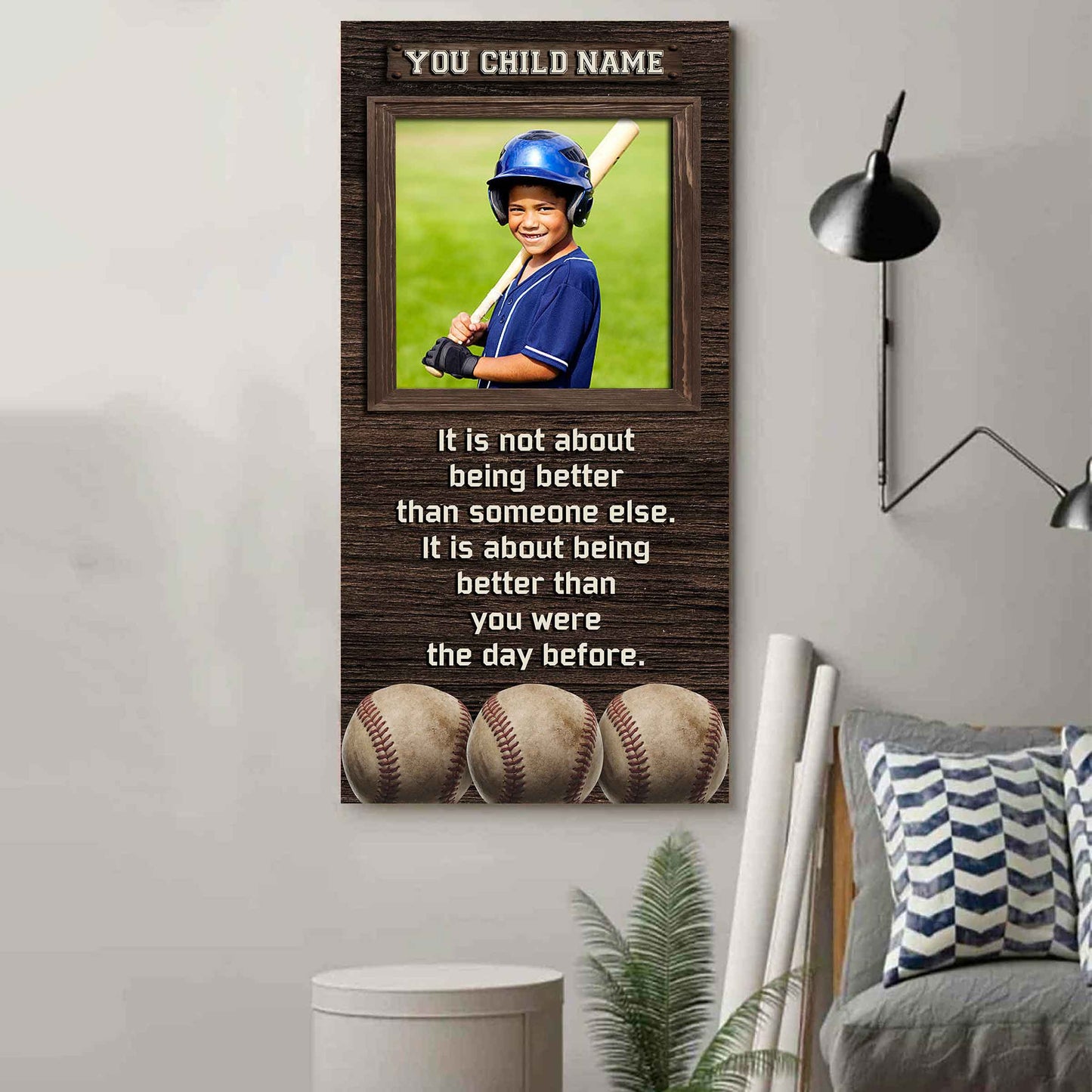 Personalized (Photo and Name) Poster Canvas It's Not About Being Better Than Someone Else It's About Being Better Than You Were The Day Before