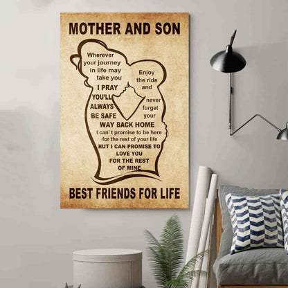 Personalized Family Poster Canvas Mother And Son Best Friend For Life Gift From Mom Gift For Your Son With Motivational Message