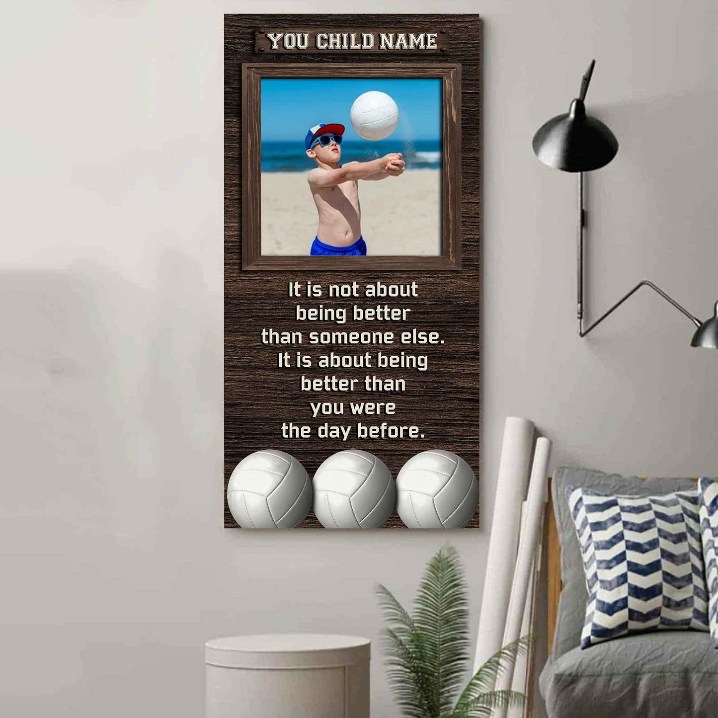 Personalized (Photo and Name) Poster Canvas It's Not About Being Better Than Someone Else It's About Being Better Than You Were The Day Before