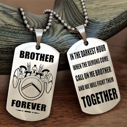 Spartan Team 3 Personalized Double Sided Dog Tag For My Brother - Call On Me Brother And We Will Fight Them Together Gift For Your Friend