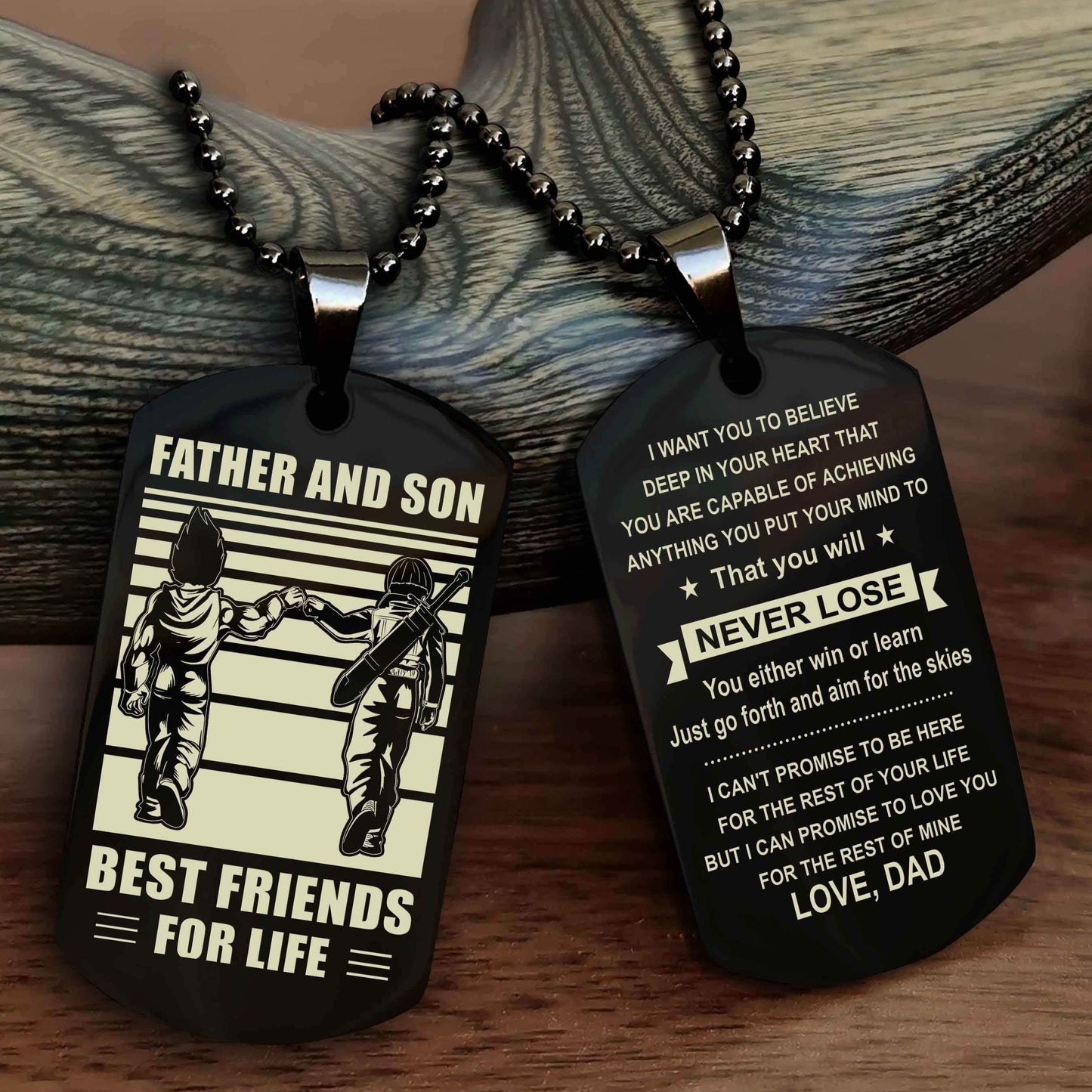 Cowboy Personalized Double Sided Dog Tag To My Son I Love You - You Will Never Lose You Either Win Or Learn From Dad To Son