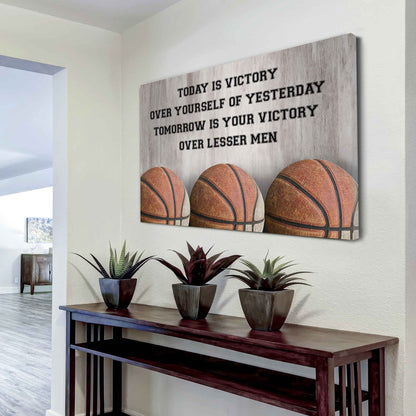 Basketball Poster Canvas Today Is Victory Over Your Self Best Gift With Motivation Quotes