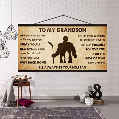 Personalized Sport Baseball Poster Canvas I'll Be Your No 1 Fan Grandma To Grandson - Never Forget Your Way Back Home