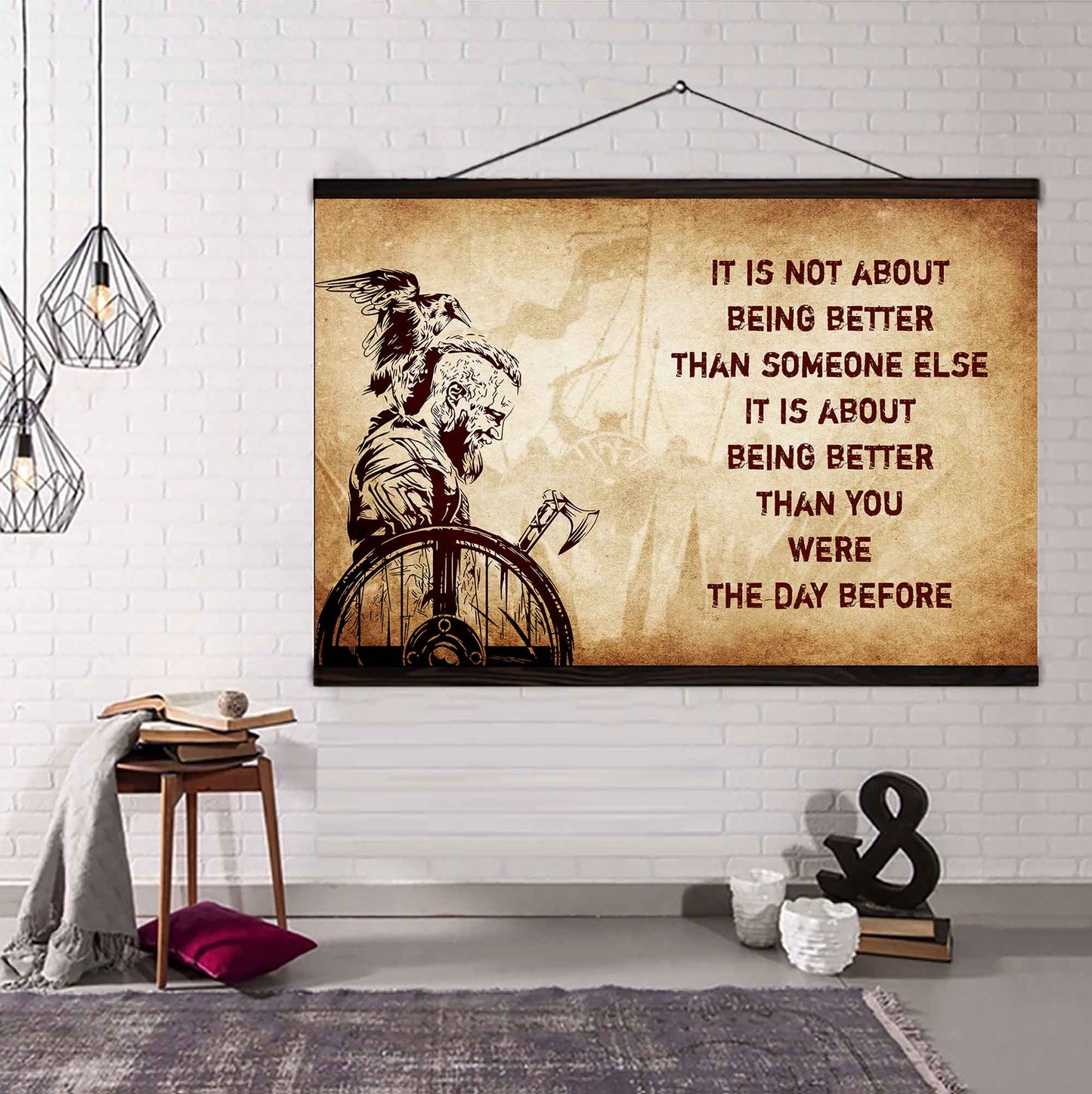 Knight Templar Poster Canvas It's Not About Being Better Than Someone Else Best Gifts Motivation Quotes