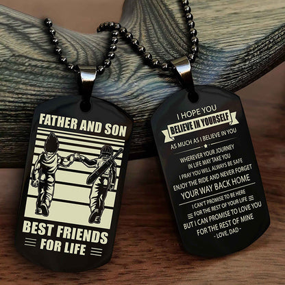 Viking Personalized Double Sided Dog Tag Silver To My Son I Love You - Enjoy The Ride And Never Forget Your Way Back Home From