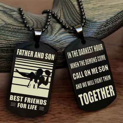 Sport Personalized Double Sided Dog Tag Father And Son Best Friend For Life - Call On Me Son