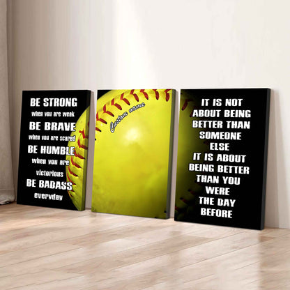 3-Piece Motivational Baseball Canvas Wall Art Set