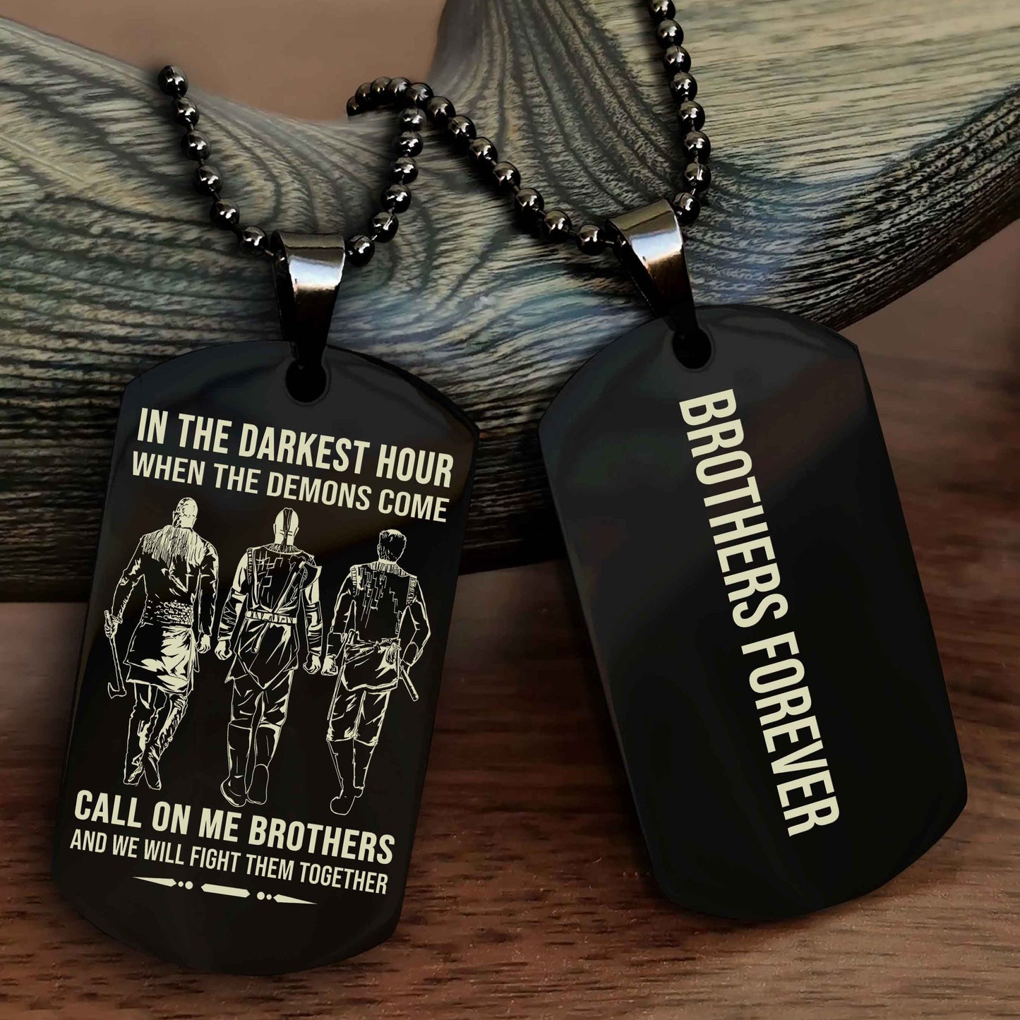 Viking customizable engraved black dog tag NAG double sided gift from brother, brother forevers
