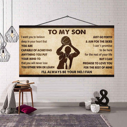 Personalized Sport Poster Canvas I'll Be Your No 1 Fan Mom To Son - You Will Never Losse You Either Win Or Learn