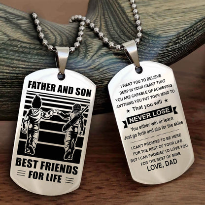 Cowboy Personalized Double Sided Dog Tag To My Son I Love You - You Will Never Lose You Either Win Or Learn From Dad To Son