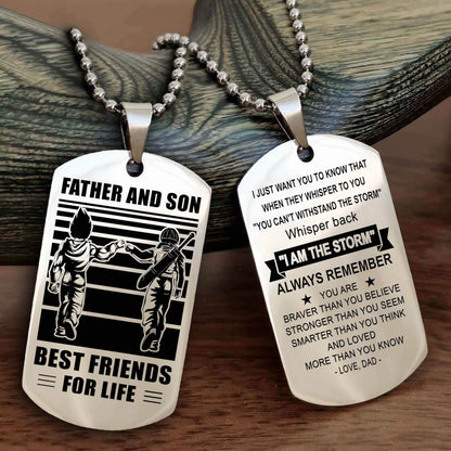 Knight Templar Personalized Double Sided Dog Tag Silver To My Son I Love You - Whisper Back I'm The Storm
