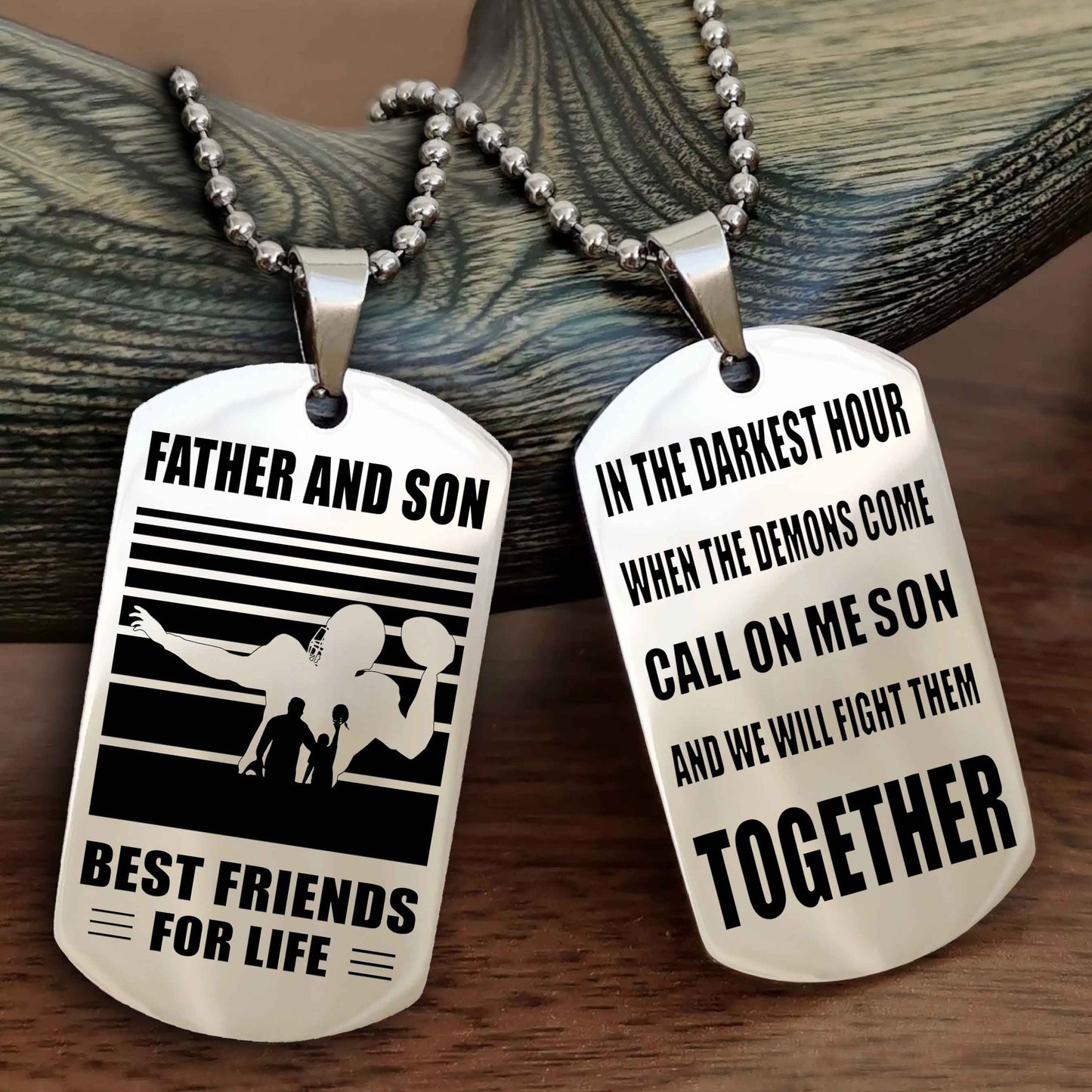 Sport Personalized Double Sided Dog Tag Father And Son Best Friend For Life - Call On Me Son