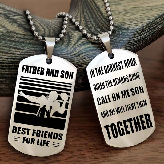 Sport Personalized Double Sided Dog Tag Father And Son Best Friend For Life - Call On Me Son