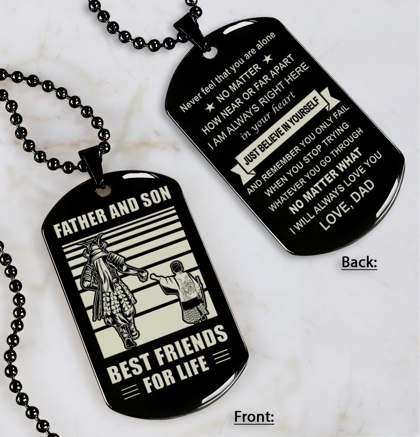 DRB Personalized Double Sided Dog Tag Father And Son Best Friends For Life - Just Believe In Yourself I Love You
