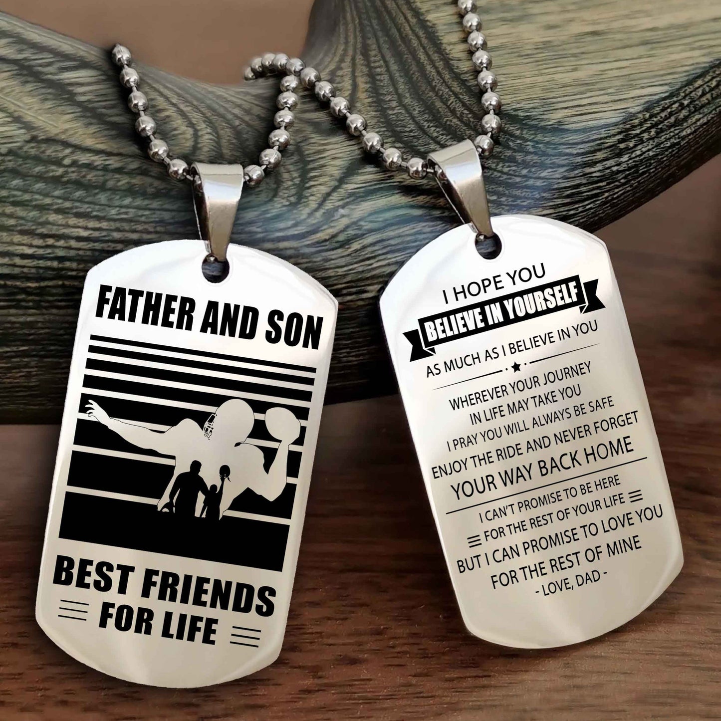 Sport Personalized Double Sided Dog Tag Father And Son Best Friend For Life - Never Forget Your Way Back Home