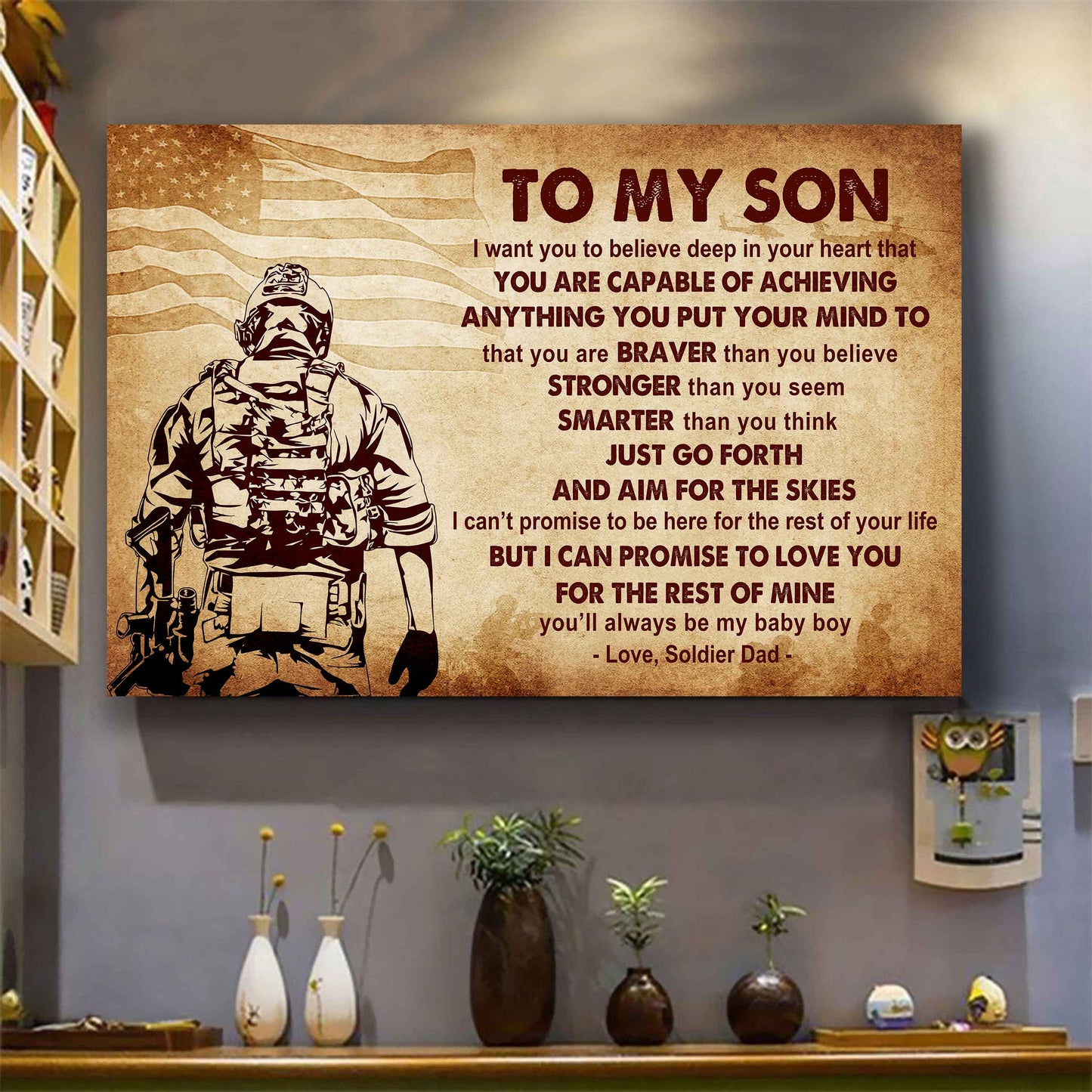 New Version Warrior Poster Canvas Just Go Forth And Aim For The Skies From Dad To Son Gift For Your Son Motivational Quotes