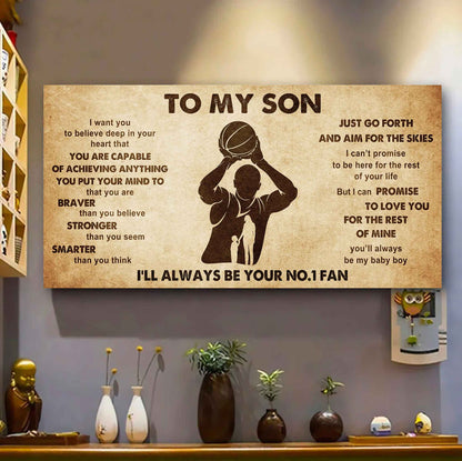 Personalized Sport Poster Canvas I'll Be Your No 1 Fan Mom To Son - That You Are Braver Than You Believe Just Go Forth