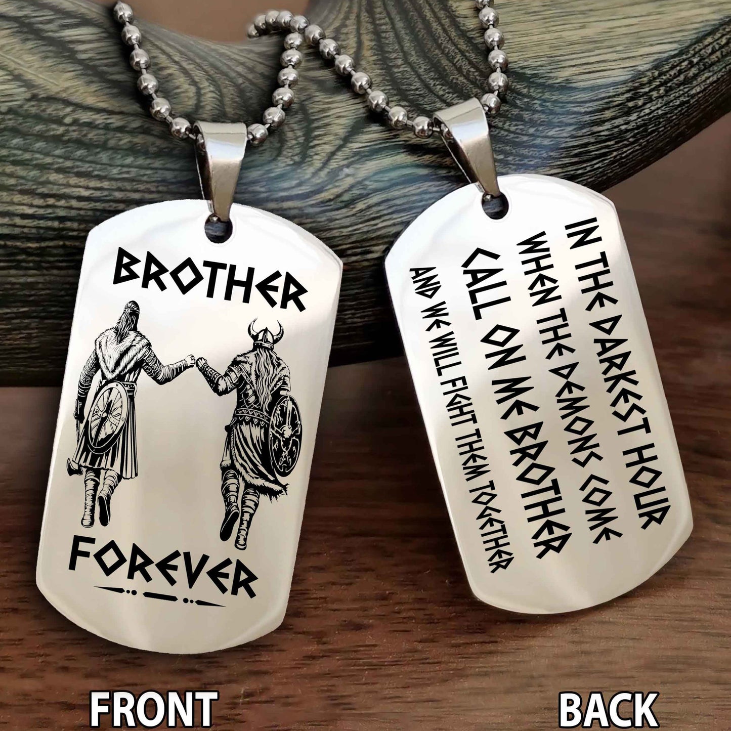 TWD Engraved Double Sided Dog Tag Call On Me Brother NAG Brothers Forever We Will Fight Them Together