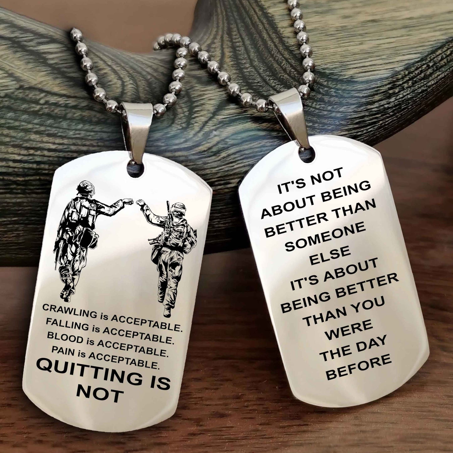 Spartan Double Sided Dog Tag Quiting Is Not It Is About Being Better Than You Were The Day Before
