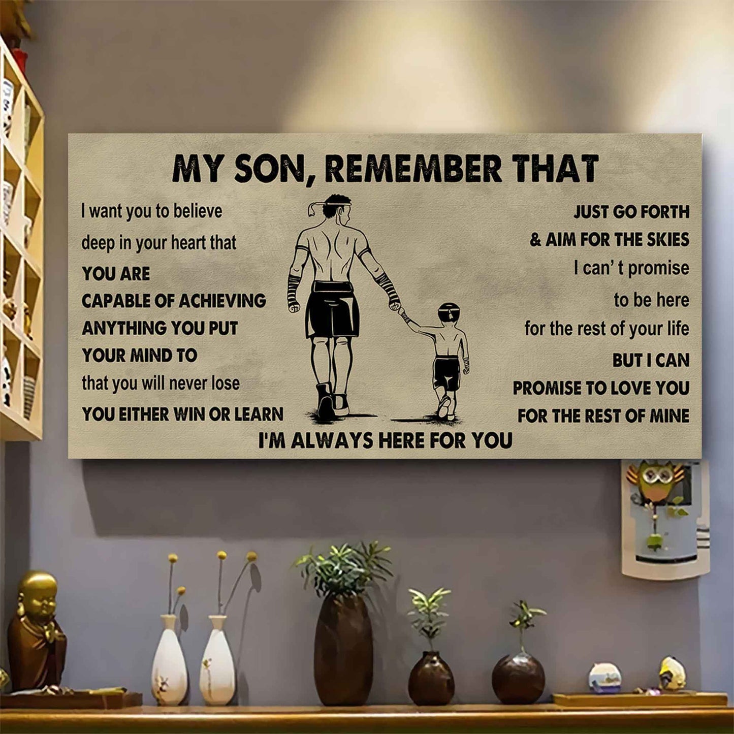 Personalized Sport Poster Canvas -  My Son Remember That You Will Never Lose You Either Win Or Learn