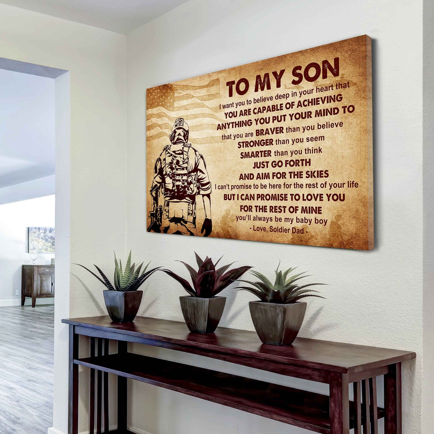 New Version Warrior Poster Canvas Just Go Forth And Aim For The Skies From Dad To Son Gift For Your Son Motivational Quotes