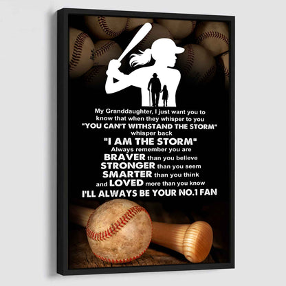 Baketball Poster Canvas Grandpa To Granddaughter - Whisper Back I Am The Storm I Will Always Your No 1 Fan