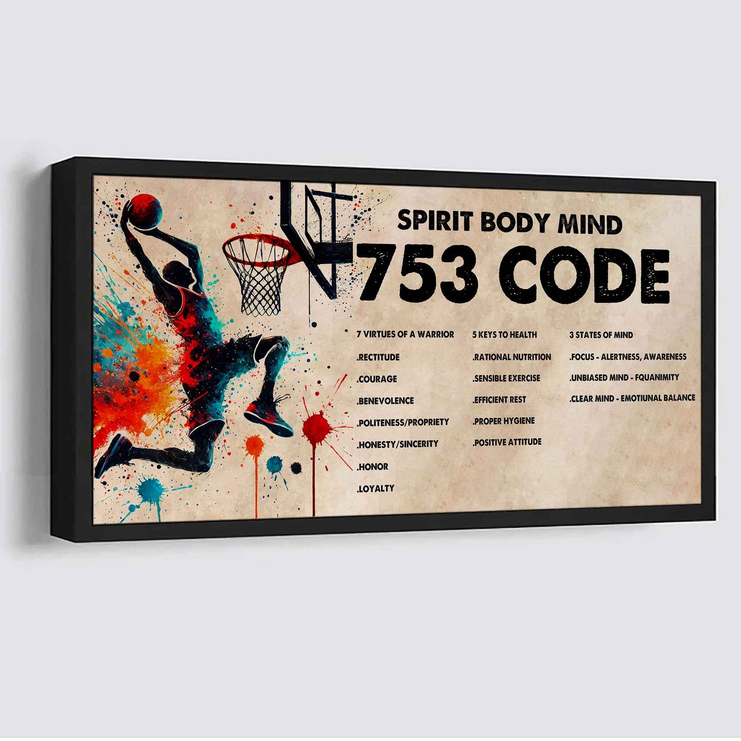 Water Color Tennis Poster Canvas 7 5 3 Code Motivation Quotes