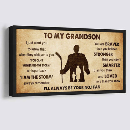 Personalized Sport Baseball Poster Canvas I'll Be Your No 1 Fan Grandma To Grandson - Whisper Back I'm The Storm