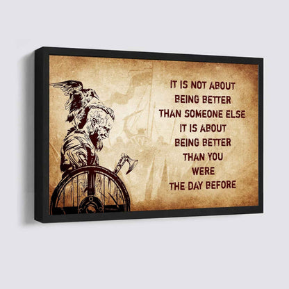 Knight Templar Poster Canvas It's Not About Being Better Than Someone Else Best Gifts Motivation Quotes