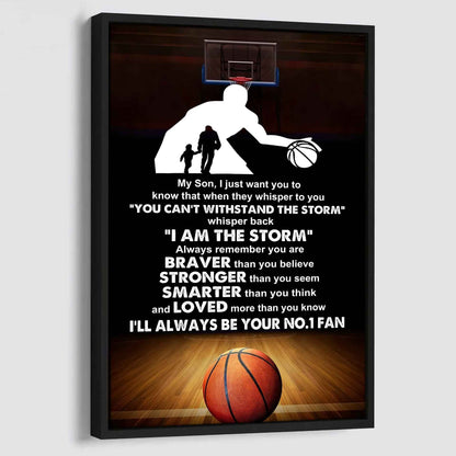 Sport Poster Canvas Dad To Son - Whisper Back I Am The Storm I Will Always Your No 1 Fan