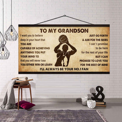 Personalized Sport Baseball Poster Canvas I'll Be Your No 1 Fan Grandma To Grandson - You Will Never Lose You Either Win Or Learn
