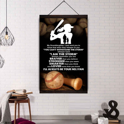 Baketball Poster Canvas Grandma To Granddaughter - Whisper Back I Am The Storm I Will Always Your No 1 Fan